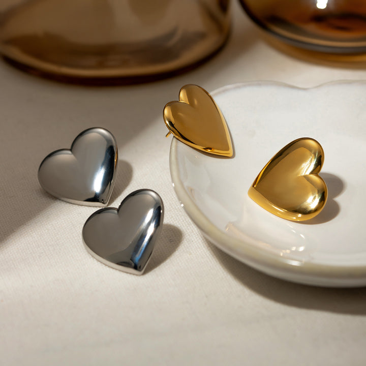 Stainless Steel Heart Stud Earrings Trendsi