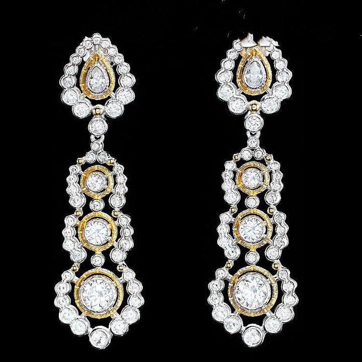 Light Luxury 925 Silver Gold-plated Carved Zirconium Diamond Earrings - Super Amazing Store