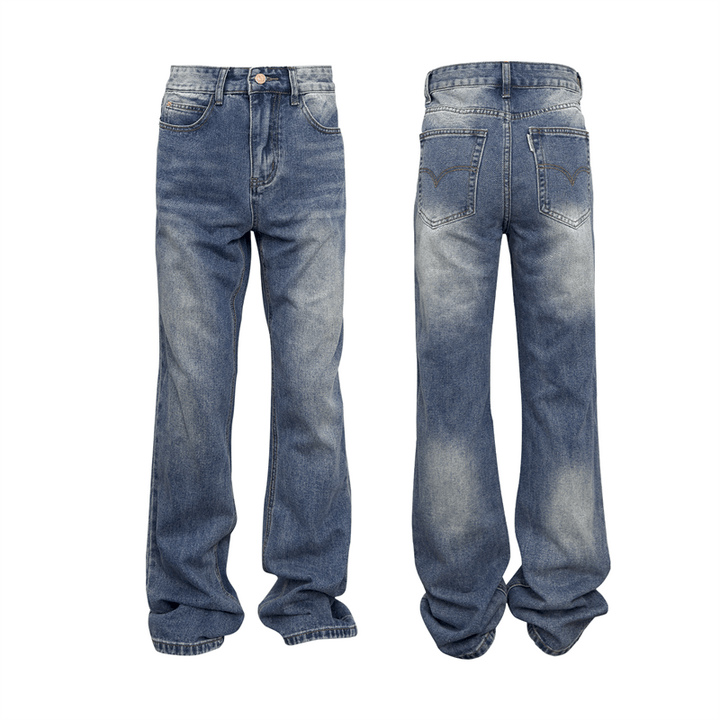 Washed High Street Flared Jeans Dark Blue - Super Amazing Store