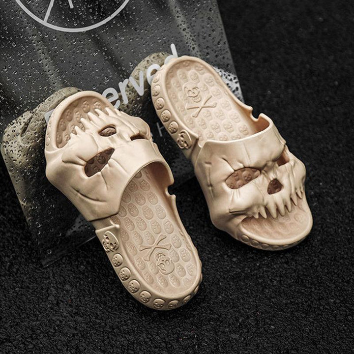 Personalized Skull Design Halloween Slippers Bathroom Indoor Outdoor Fun Slides Beach Shoes - Super Amazing Store