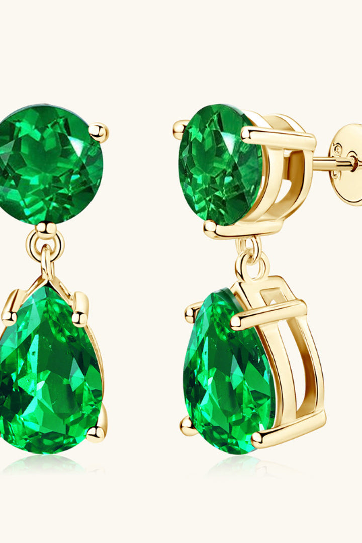 Lab-Grown Emerald Drop Earrings Trendsi