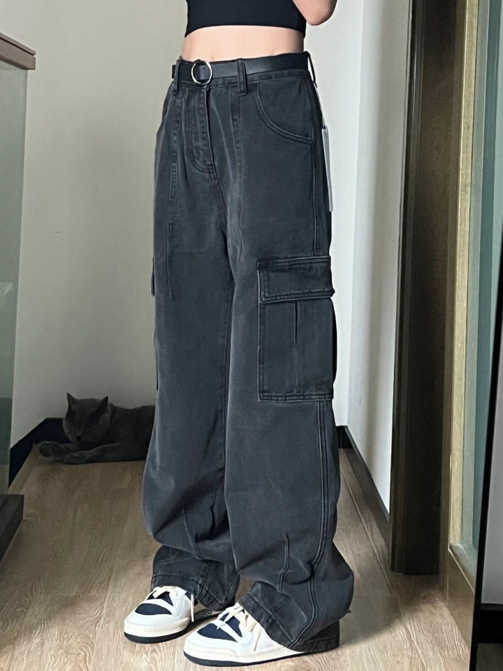 High Waist Straight American Workwear Mop Jeans - Super Amazing Store