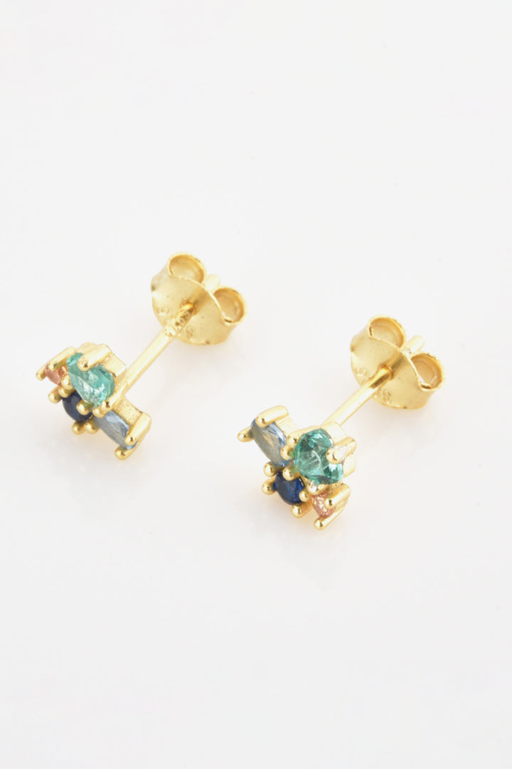 Multicolored Zircon 925 Sterling Silver Stud Earrings Trendsi