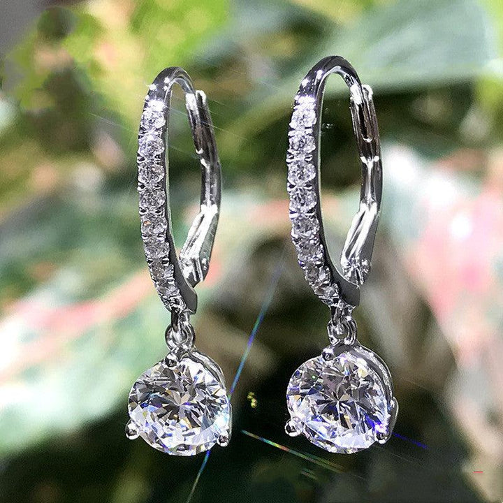 Women's Short Sterling Silver Drop Earrings With Diamond Pear Shape - Super Amazing Store