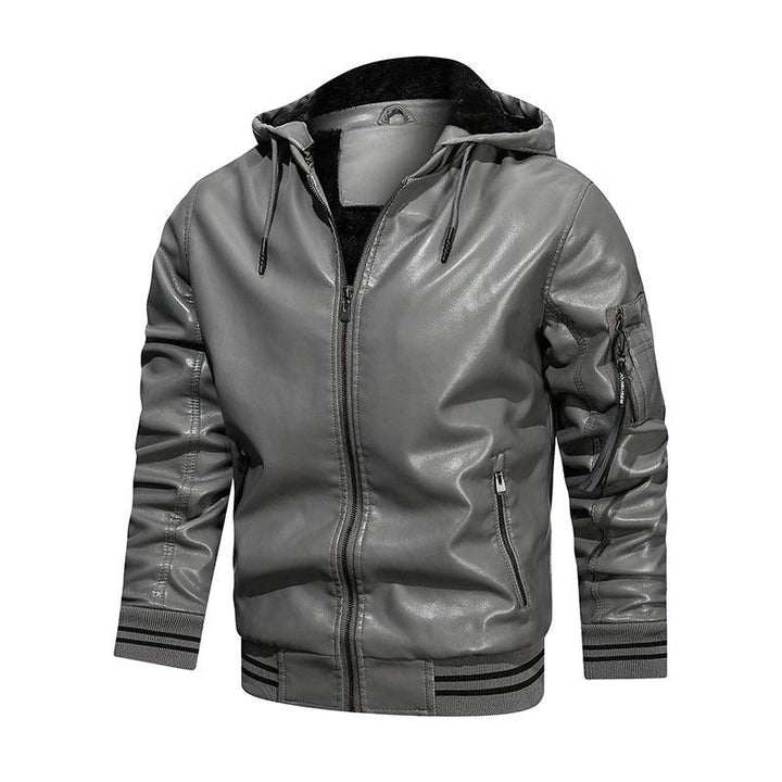 Men's Jacket Spot Hooded Multi-pocket Leather Jacket Men - Super Amazing Store