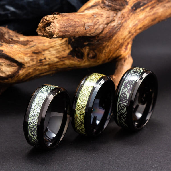 Ornament Plated Black Noctilucent Dragon Pattern Fluorescent Ring - Super Amazing Store