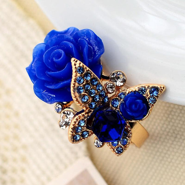 Full Diamond Crystal Rose Flower Ring - Super Amazing Store