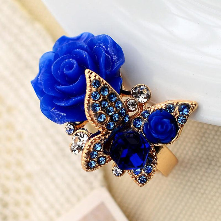 Full Diamond Crystal Rose Flower Ring - Super Amazing Store