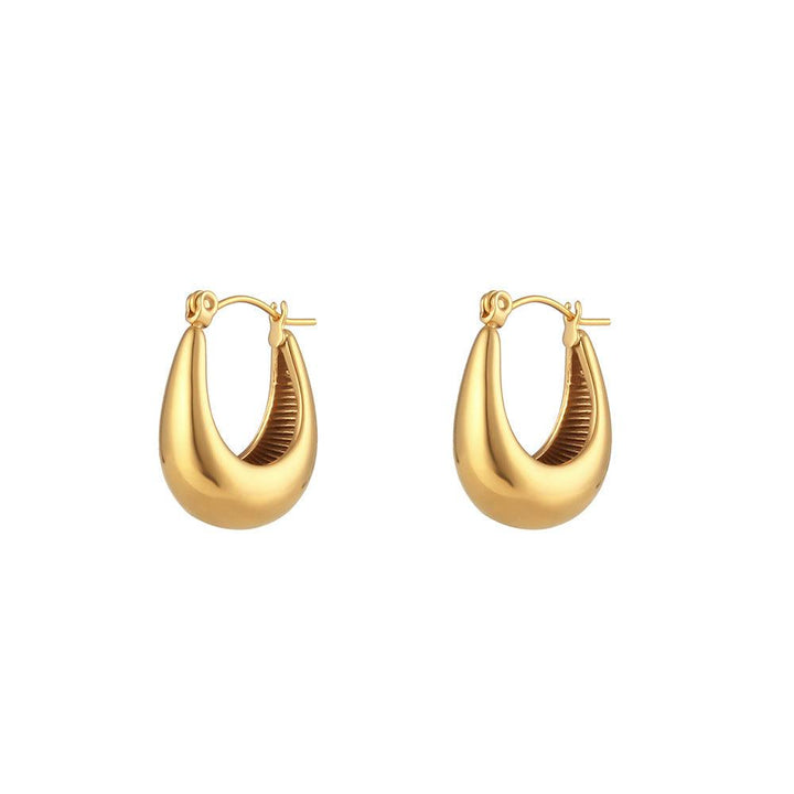 New Stainless Steel Hollow Glossy Thick U-shaped Earrings - Super Amazing Store