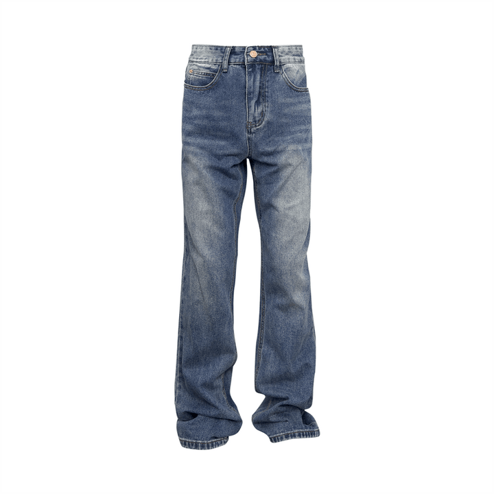 Washed High Street Flared Jeans Dark Blue - Super Amazing Store