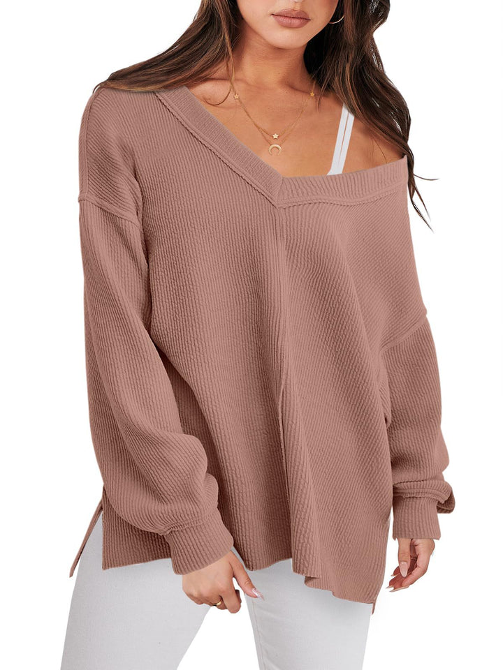 Lightweight V-neck Sweaters Women Winter Casual Long Sleeve - Super Amazing Store