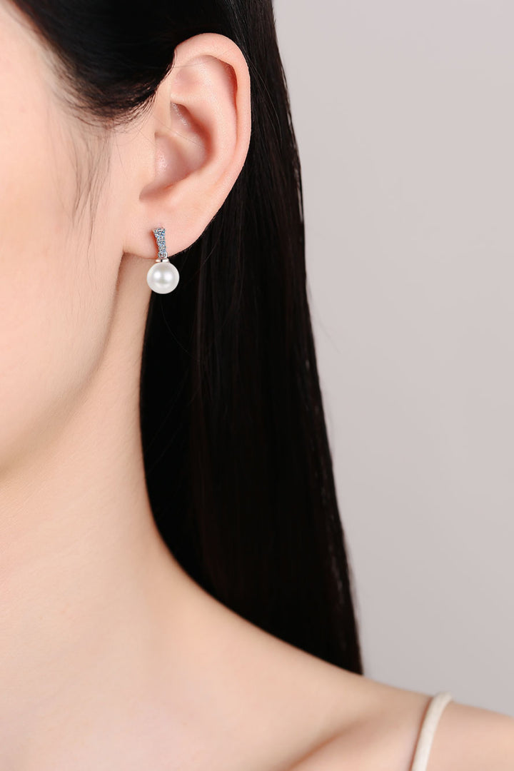 Moissanite Pearl Drop Earrings Trendsi