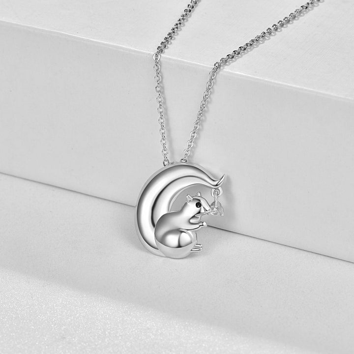 Squirrel Necklace for Women 925 Sterling Silver Cute Animal Necklace Squirrel Pendant Necklace Squirrel Animal Jewellery Gifts for Women Gir - Super Amazing Store