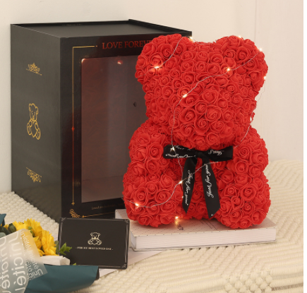 Rose Bear Eternal Flower Rose Teddy Bear PE Foam Bear 25cm