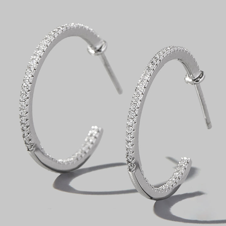 Zircon 925 Sterling Silver C-Hoop Earrings Trendsi