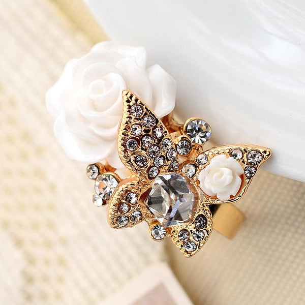 Full Diamond Crystal Rose Flower Ring - Super Amazing Store