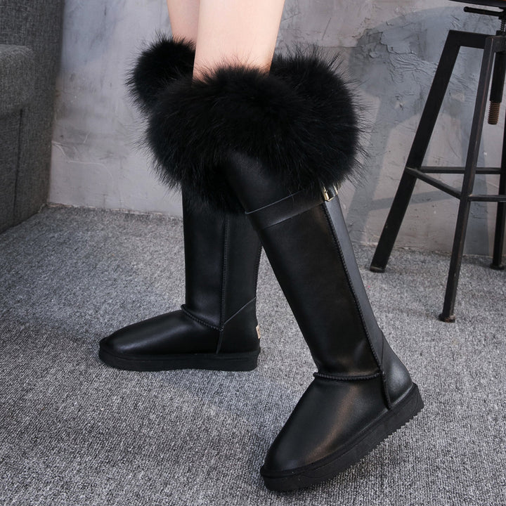 Leather Hair Knee High Boots For Women - Super Amazing Store