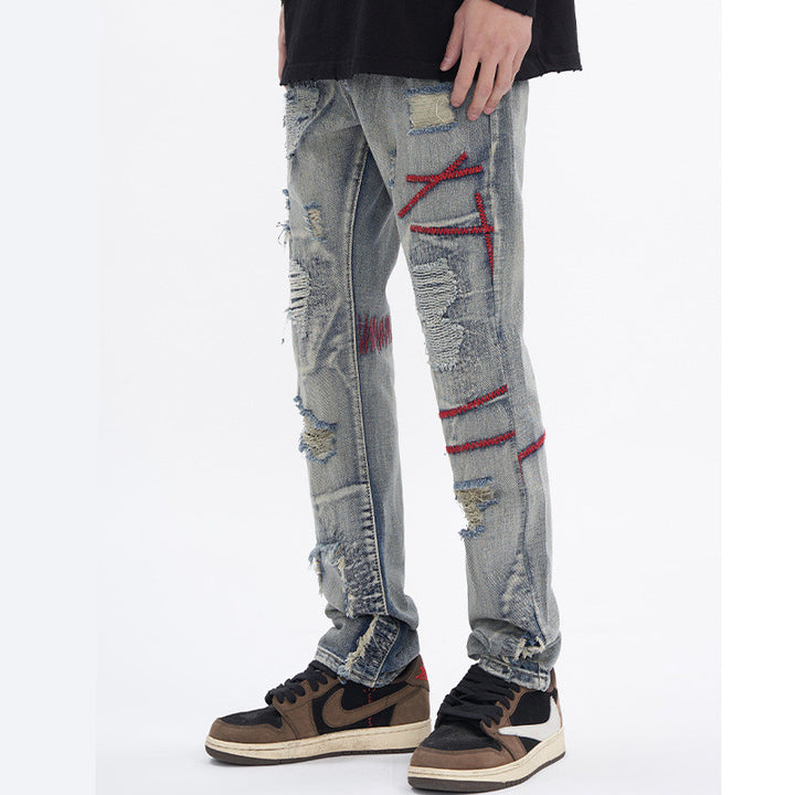 Ripped Vintage Jeans For Men Patch-Super Amazing Store