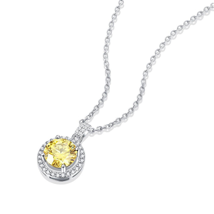 Round Cake Pendant Yellow Moissanite Necklace - Super Amazing Store