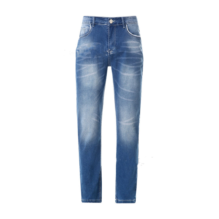 Blue Slim-fitting Simple Small Straight-leg Jeans Q2