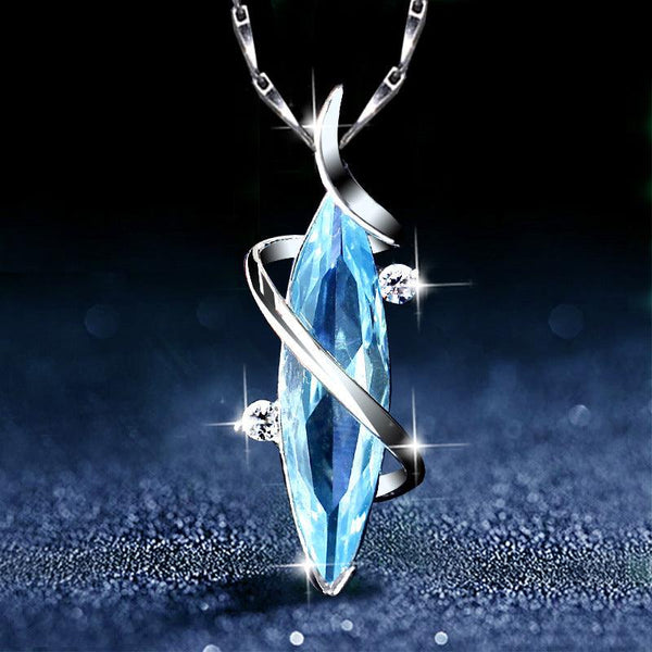 Fashion Blue Crystal European And American Retro Silver Plated Dignified Pendant - Super Amazing Store