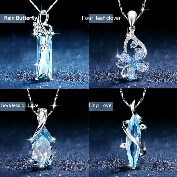 Fashion Blue Crystal European And American Retro Silver Plated Dignified Pendant - Super Amazing Store