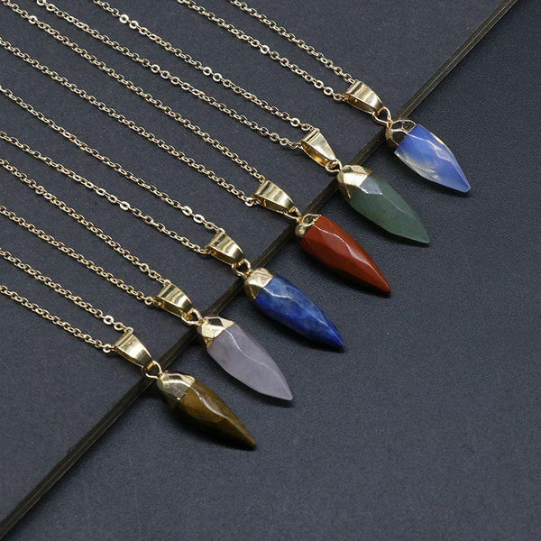 Fashion Crystal Bullet Faceted Pendant Electroplated Copper Chain Necklace - Super Amazing Store