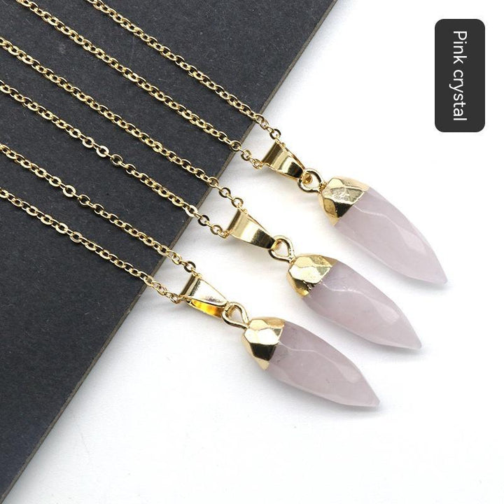 Fashion Crystal Bullet Faceted Pendant Electroplated Copper Chain Necklace - Super Amazing Store