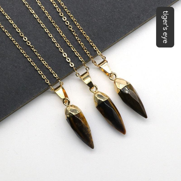 Fashion Crystal Bullet Faceted Pendant Electroplated Copper Chain Necklace - Super Amazing Store