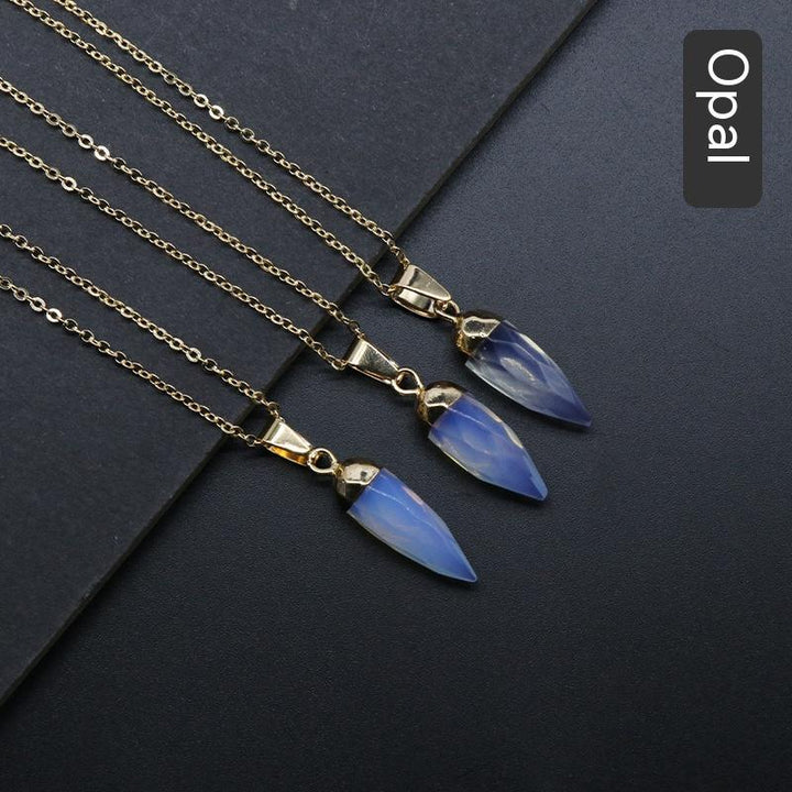 Fashion Crystal Bullet Faceted Pendant Electroplated Copper Chain Necklace - Super Amazing Store