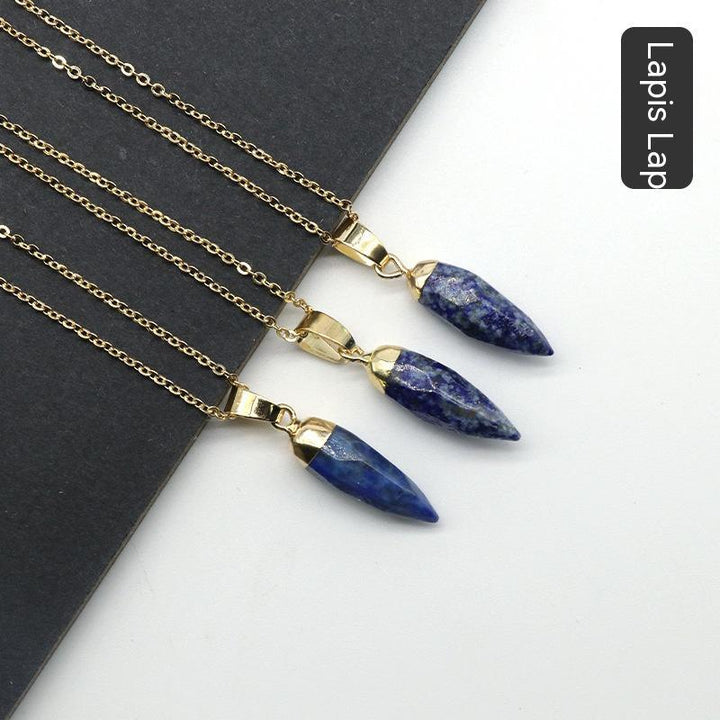 Fashion Crystal Bullet Faceted Pendant Electroplated Copper Chain Necklace - Super Amazing Store