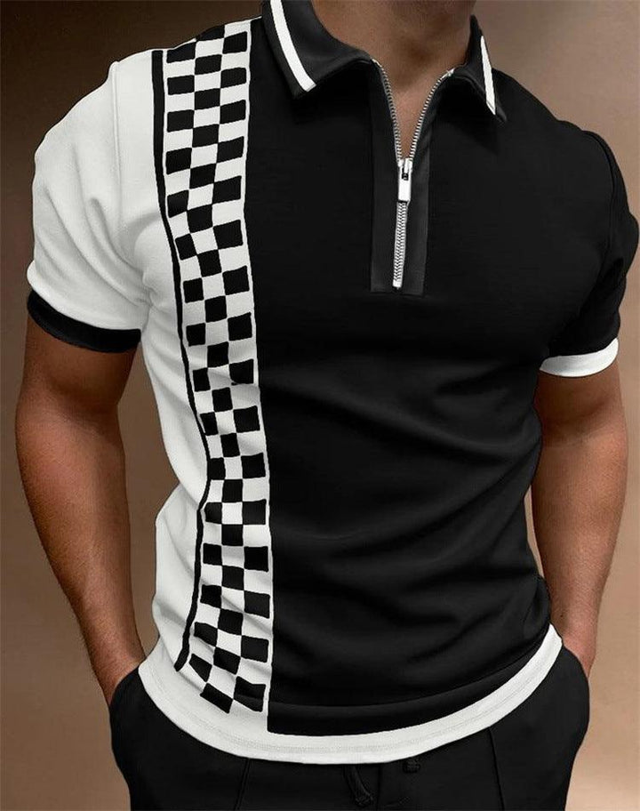 Fashion Loose Lapel Casual Print T-Shirt Zipper POLO Shirt - Super Amazing Store