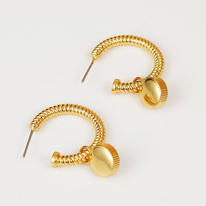 Rope Cat's Eye Stone C-Hoop Earrings Trendsi