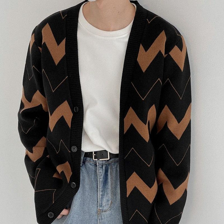 Wave Pattern Cardigan Sweater Men - Super Amazing Store