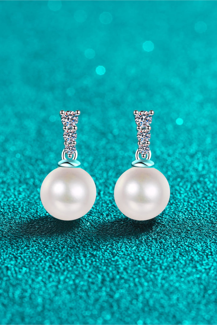 Moissanite Pearl Drop Earrings Trendsi