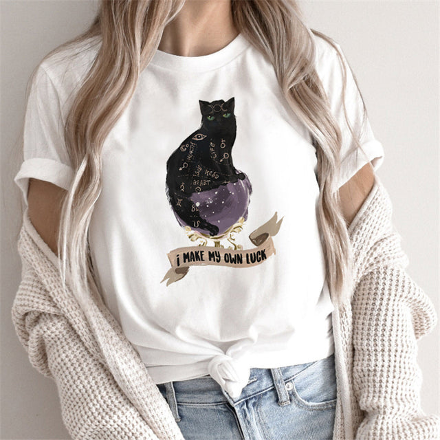 Fashion Tarot Women Print T-shirts Female Cartoon Tops - Super Amazing Store