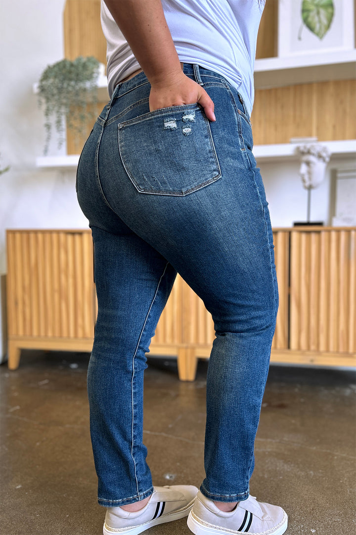 Judy Blue Full Size Tummy Control High Waist Slim Jeans Trendsi