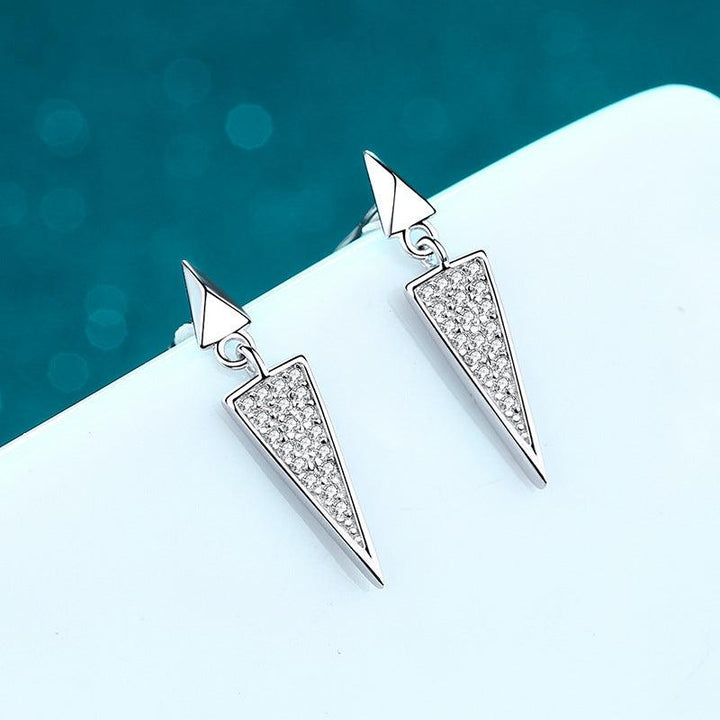 Triangle Stud Earrings Mossan Diamond Full Set - Super Amazing Store