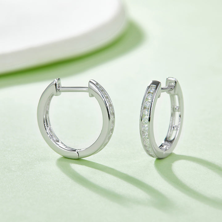 Moissanite 925 Sterling Silver Huggie Earrings Trendsi