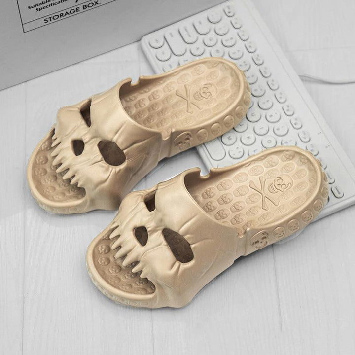 Personalized Skull Design Halloween Slippers Bathroom Indoor Outdoor Fun Slides Beach Shoes - Super Amazing Store