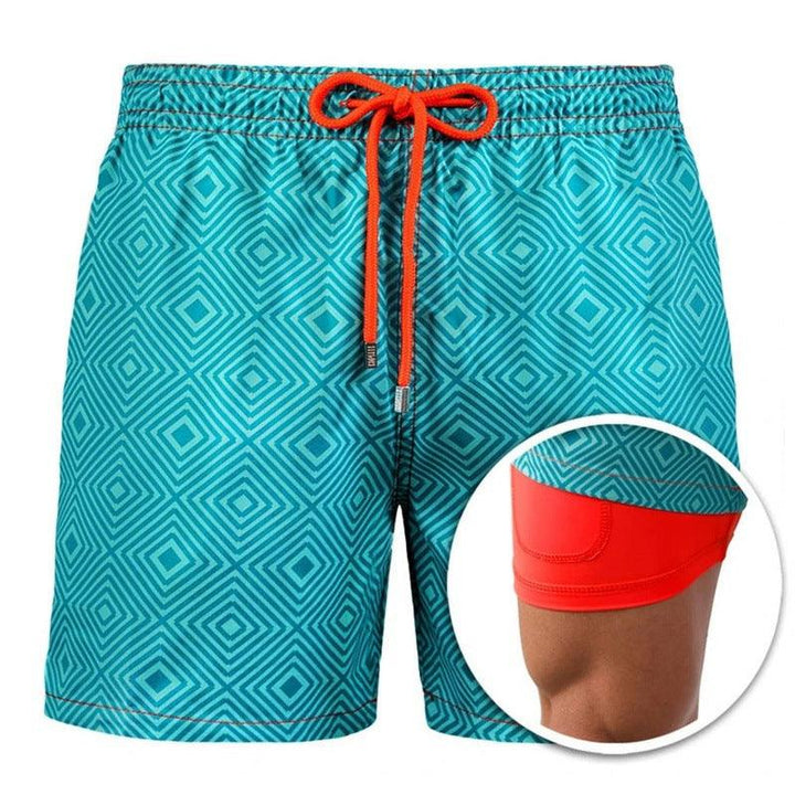 Men's Printed Beach Shorts Sports Double Layer Shorts Summer - Super Amazing Store