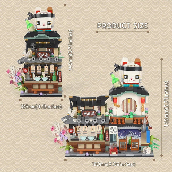 Mini Building Blocks Toys, Japanese Street View Izakaya Shop, MOC Creative Model Set, 789 PCS Simulation Architecture Construction Toy