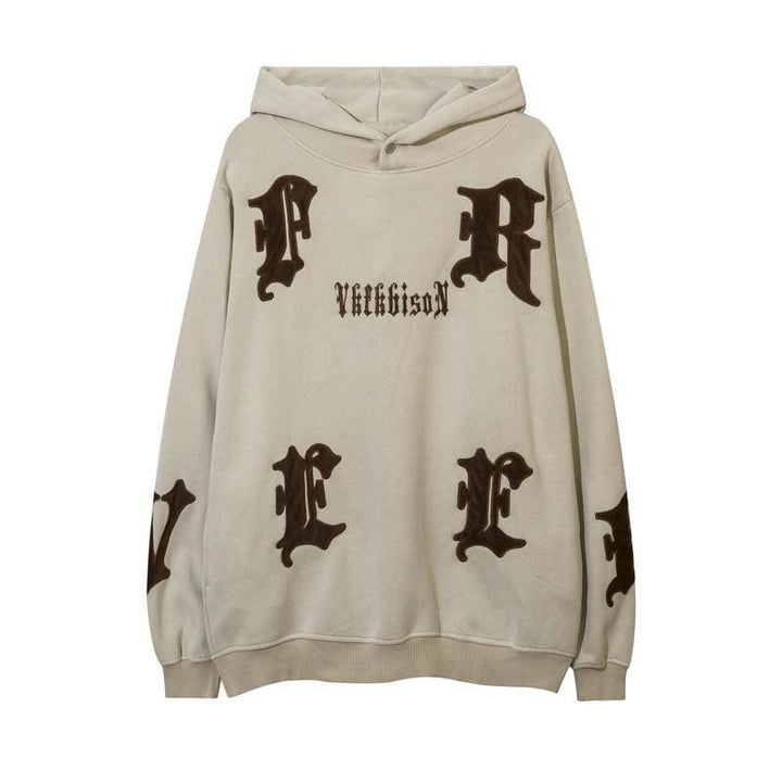 High Street Retro Wash Old Letters Embroidered Hooded Sweater Men - Super Amazing Store