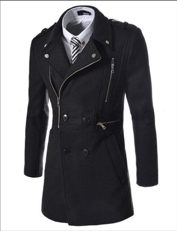 Fashion Multi Zipper Fitted Trench Coat Q2