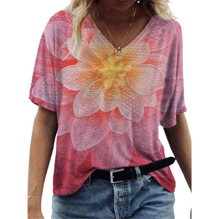 Flower Painting Printed T-shirt For Women - Super Amazing Store