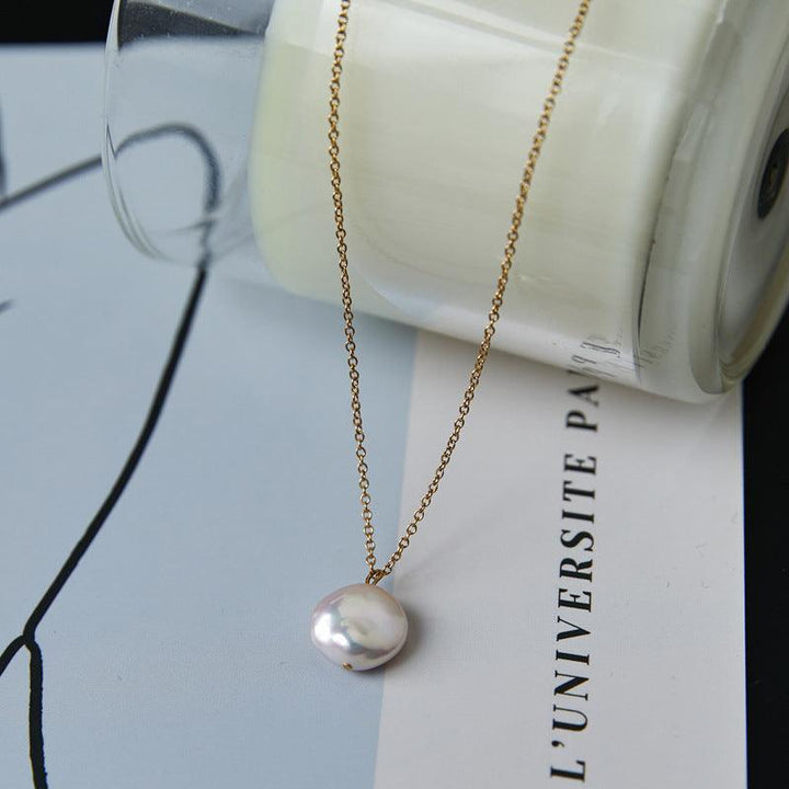 Freshwater Pearl Flat Round Peace Buckle Necklace - Super Amazing Store