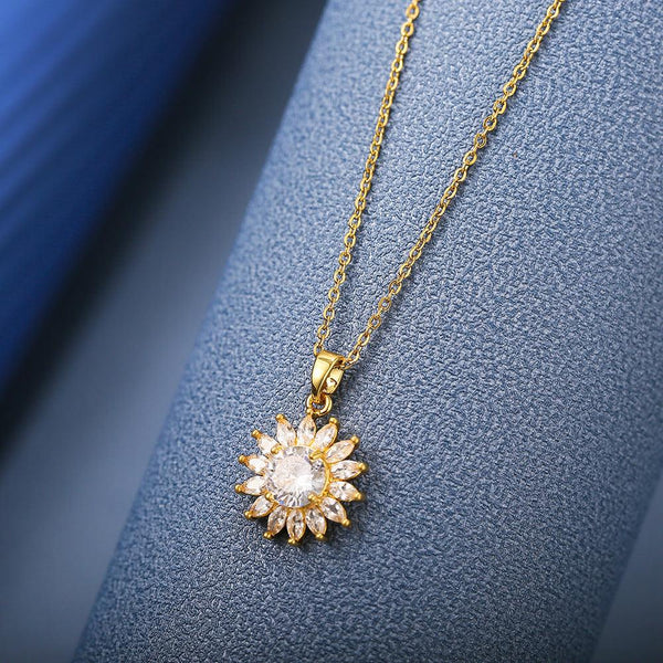 Golden Sunflower Titanium Steel Necklace Female - Super Amazing Store