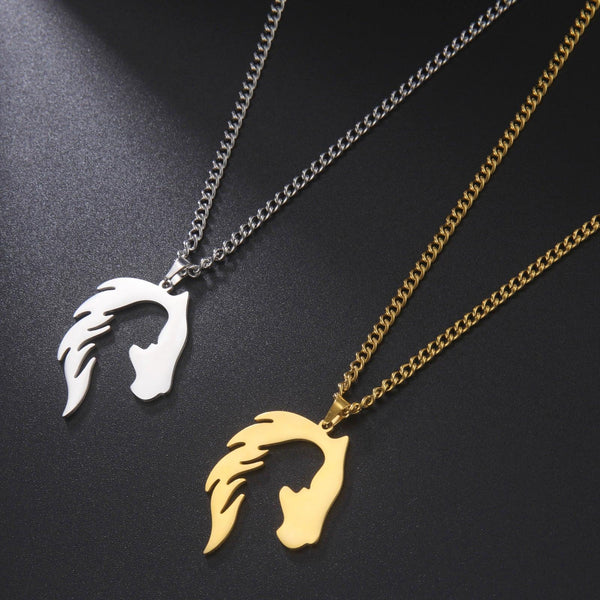 Hollow Horse Head Silhouette Stainless Steel Pendant Necklace - Super Amazing Store