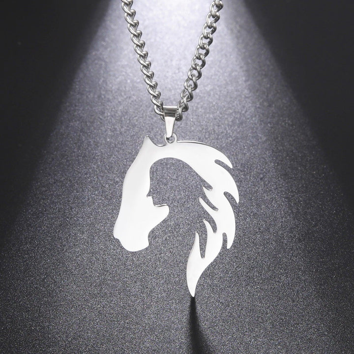 Hollow Horse Head Silhouette Stainless Steel Pendant Necklace - Super Amazing Store