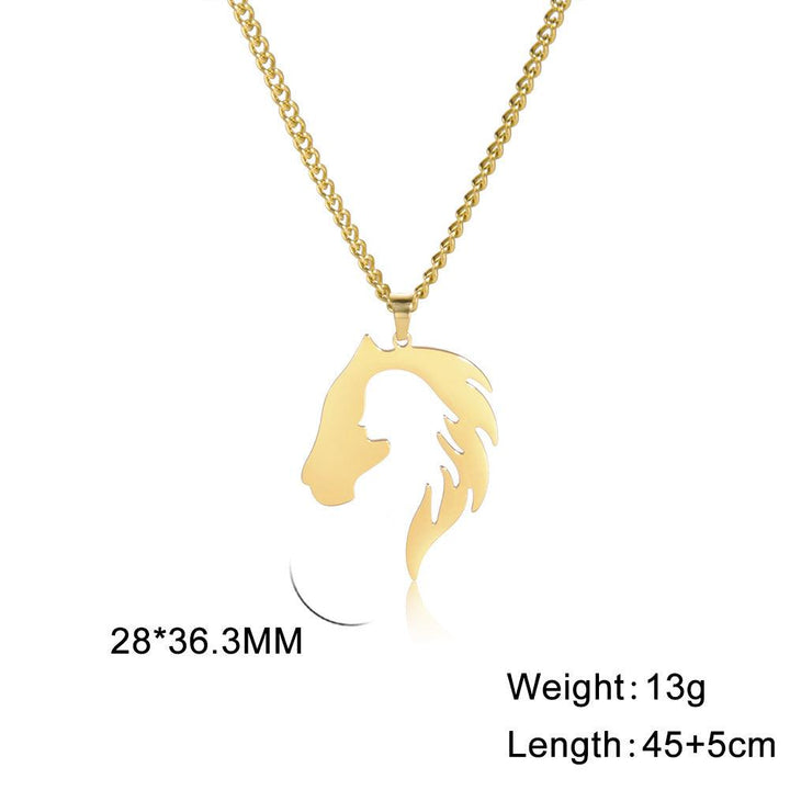 Hollow Horse Head Silhouette Stainless Steel Pendant Necklace - Super Amazing Store